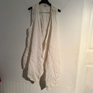 Match Point One Size Open Front Linen Cardigan Lagenlook Boho Minimalist